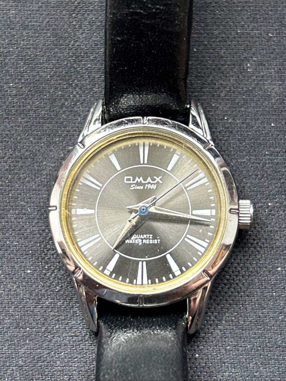 Omax Silver Case Black Band Women’s Quartz Watch